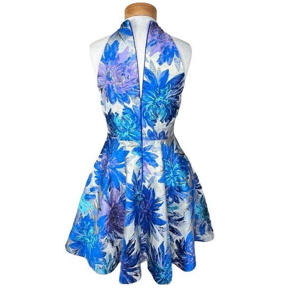 Belle Badgley Mischka Formal Floral Tapestry Dress With Metallic Thread 6 EUC - Picture 11 of 16